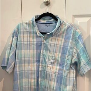 Izod Blue and Green Plaid Shirt